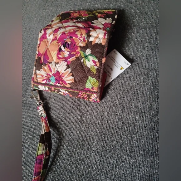 Fvera Bradley Floral Pink and Brown Women's Wristlet - Picture 2 of 2